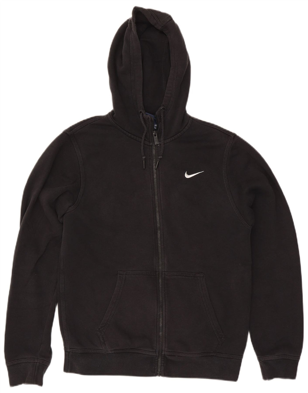 Felpa con cappuccio e zip Nike da uomo piccola in cotone nero