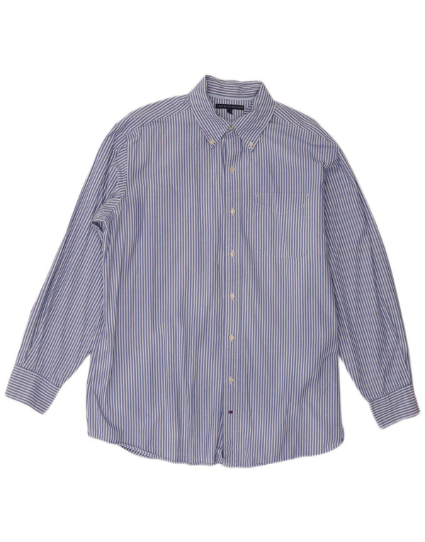 Camicia da uomo Tommy Hilfiger taglia 16 1/2 grande cotone gessato blu