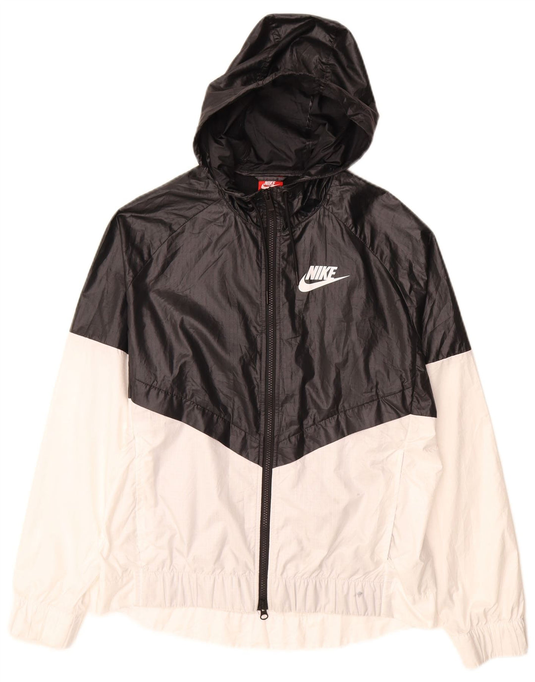 Giacca antipioggia con cappuccio da donna Nike UK 16 Large Nero Colourblock Poliestere