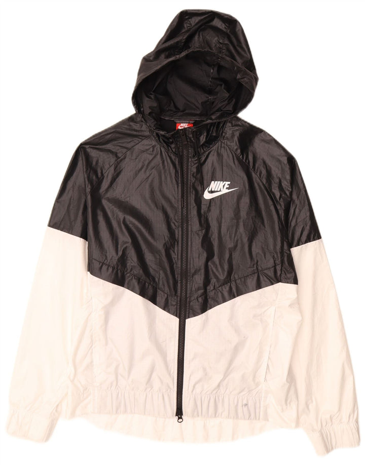 Giacca antipioggia con cappuccio da donna Nike UK 16 Large Nero Colourblock Poliestere
