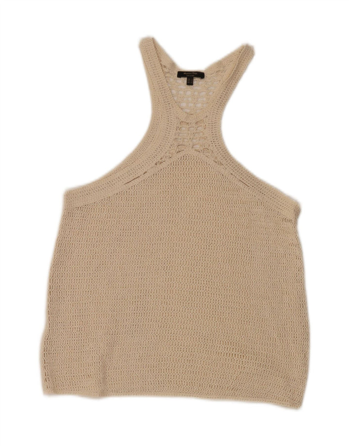 Gilet da donna all'uncinetto Massimo Dutti UK 10 piccolo Beige