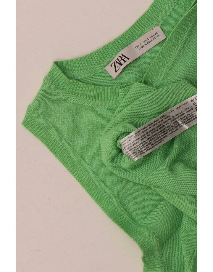 Top corto da donna Zara UK 8 piccolo in viscosa verde