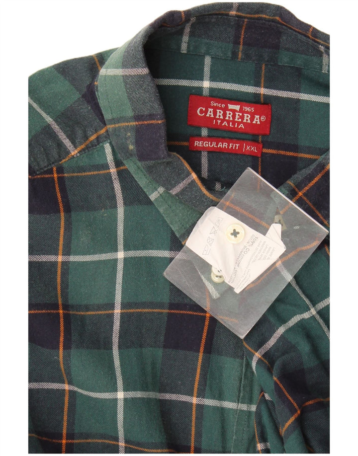 Camicia Carrera da uomo vestibilità regolare in flanella 2XL cotone a quadri verde