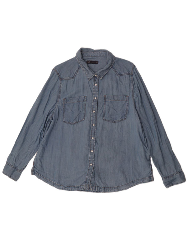 Camicia in denim da donna Marks & Spencer UK 18 XL Lyocell blu