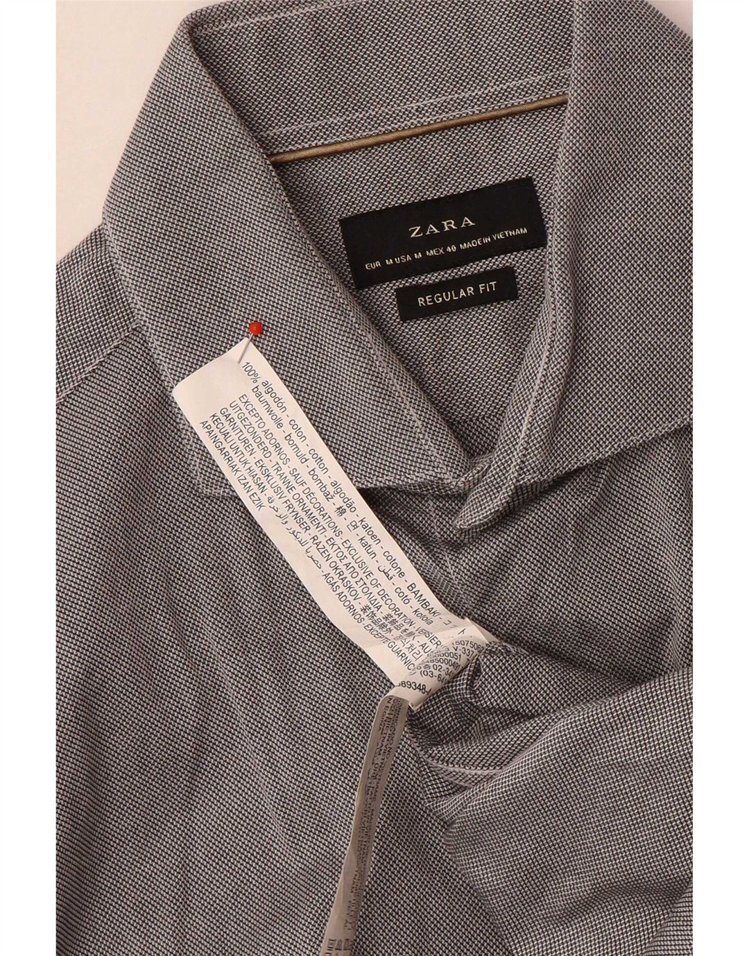 Camicia Zara da uomo vestibilità regolare in cotone grigio medio