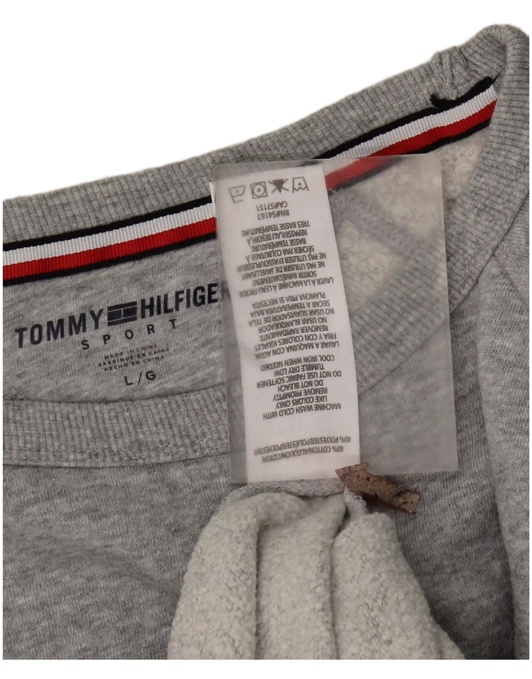 Felpa da donna Tommy Hilfiger maglione UK 16 grande cotone grigio