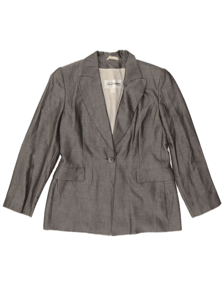 PIERRE CARDIN Giacca Blazer 1 Bottone Donna IT 44 Viscosa Grigio Medio