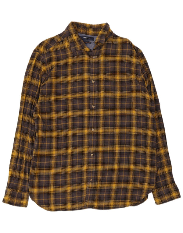 Jack & Jones Camicia da uomo in flanella premium XL in cotone a quadri gialli
