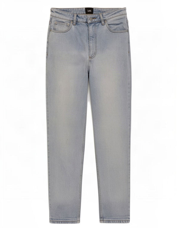 Jeans affusolati a vita alta da donna Lee US 12 Large W28 L27 cotone blu