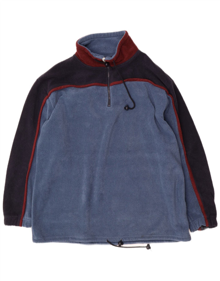 CAMARGUE Maglione in pile da uomo con zip e collo, grande, in poliestere color block blu