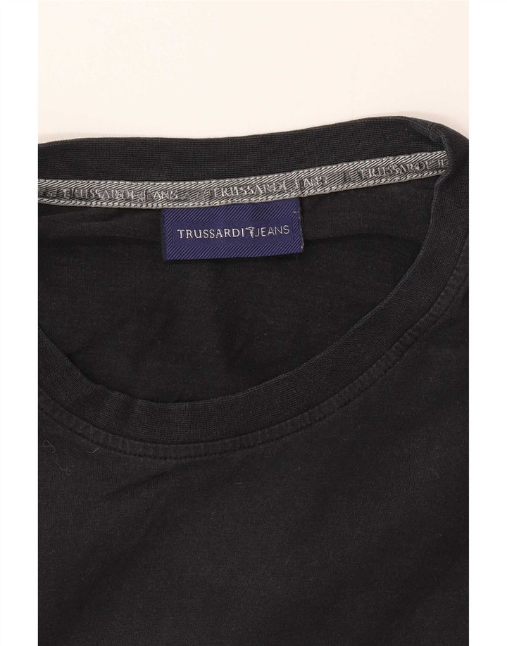 Trussardi Jeans Top Grafico da Uomo Manica Lunga Piccolo Nero