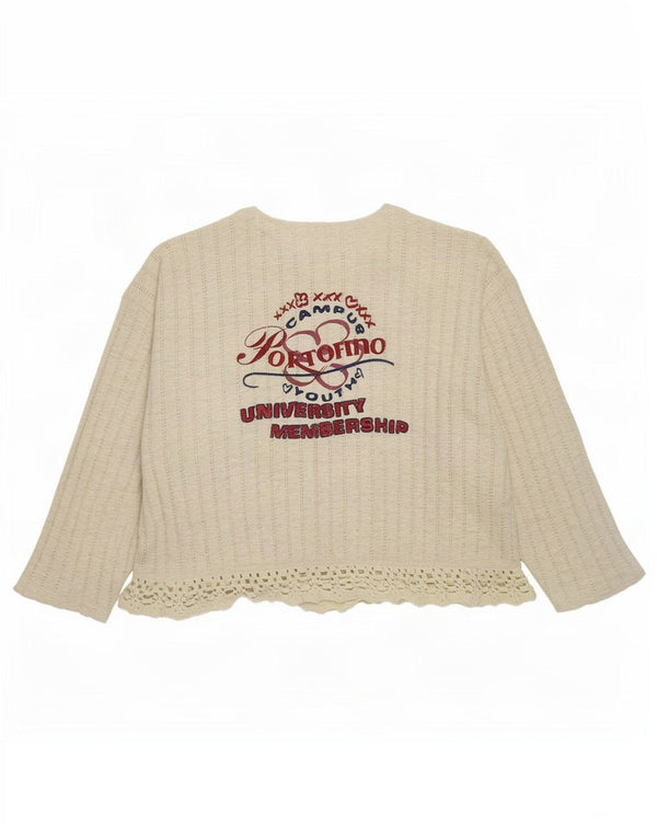 Maglione cardigan grafico oversize per ragazze Portofino 9-10 anni in cotone bianco