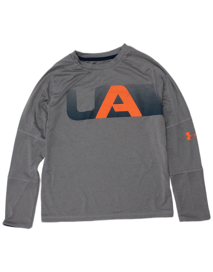 Maglietta grafica da ragazzo Under Armour manica lunga 6-7 anni XS grigia