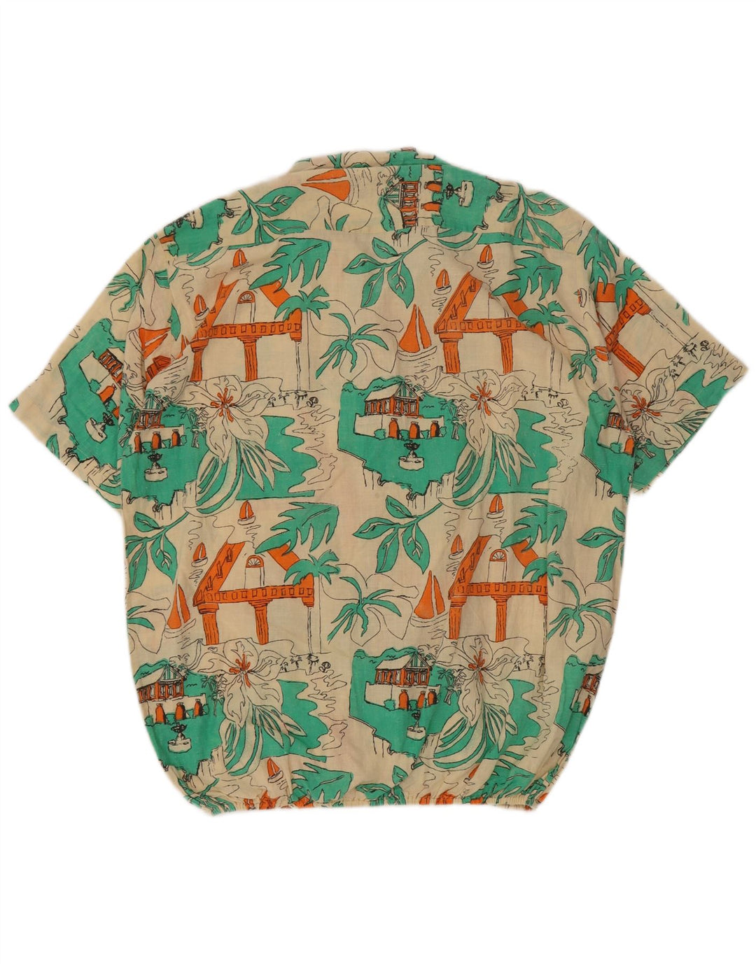 Camicia vintage da uomo con motivo pazzo taglia 41/42 grande hawaiana multicolore