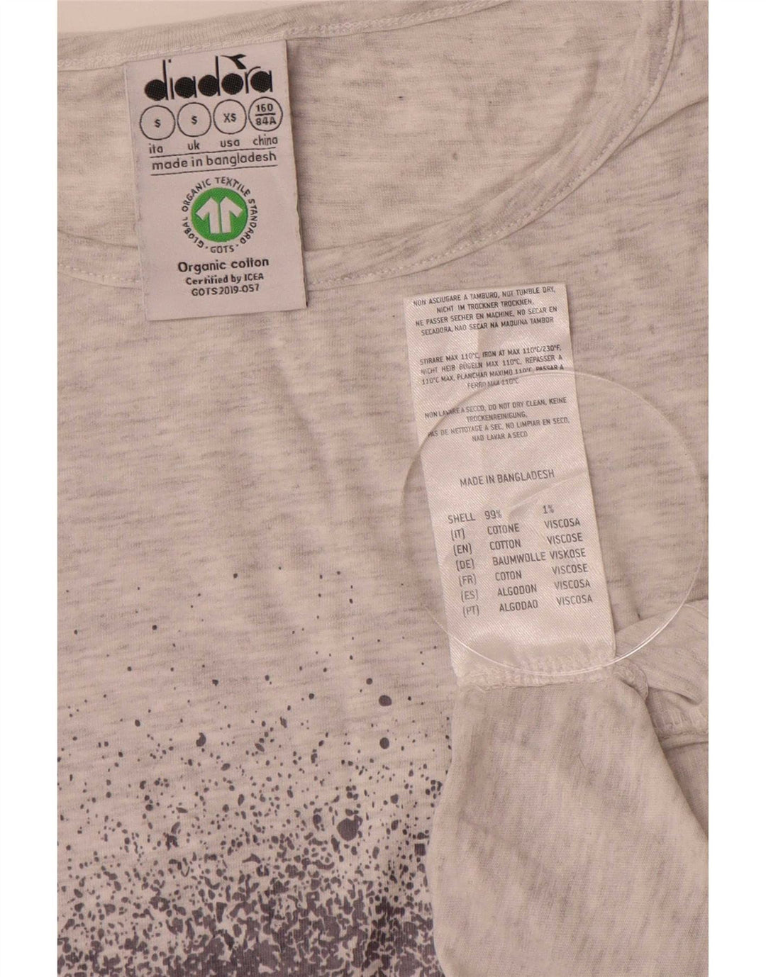 T-shirt grafica oversize da donna Diadora Top UK 10 Small Grey Flecked