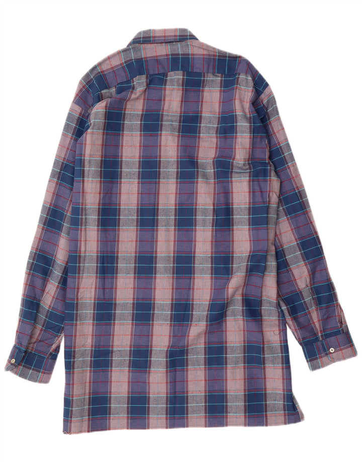 Camicia vintage da uomo in flanella taglia 41 grande cotone a quadri blu