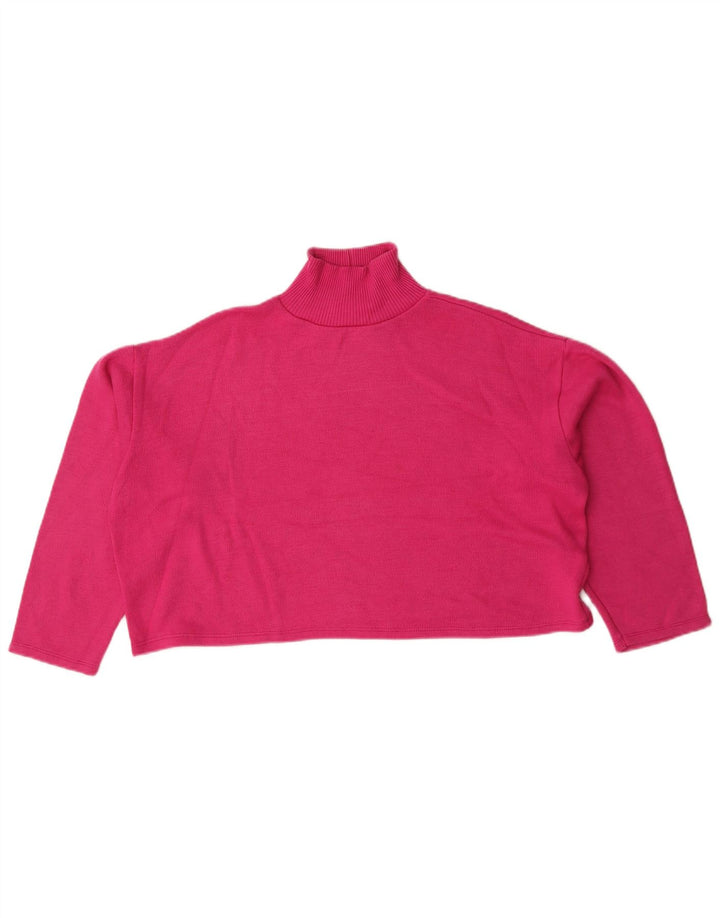 Maglione corto oversize con collo dolcevita da donna Zara UK 14 Rosa medio