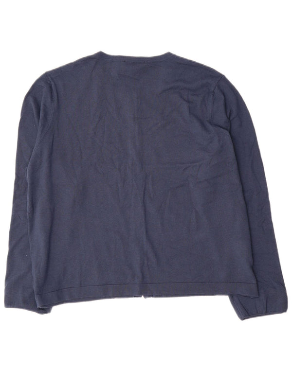 Laura Ashley maglione cardigan da donna UK 18 XL blu navy cotone