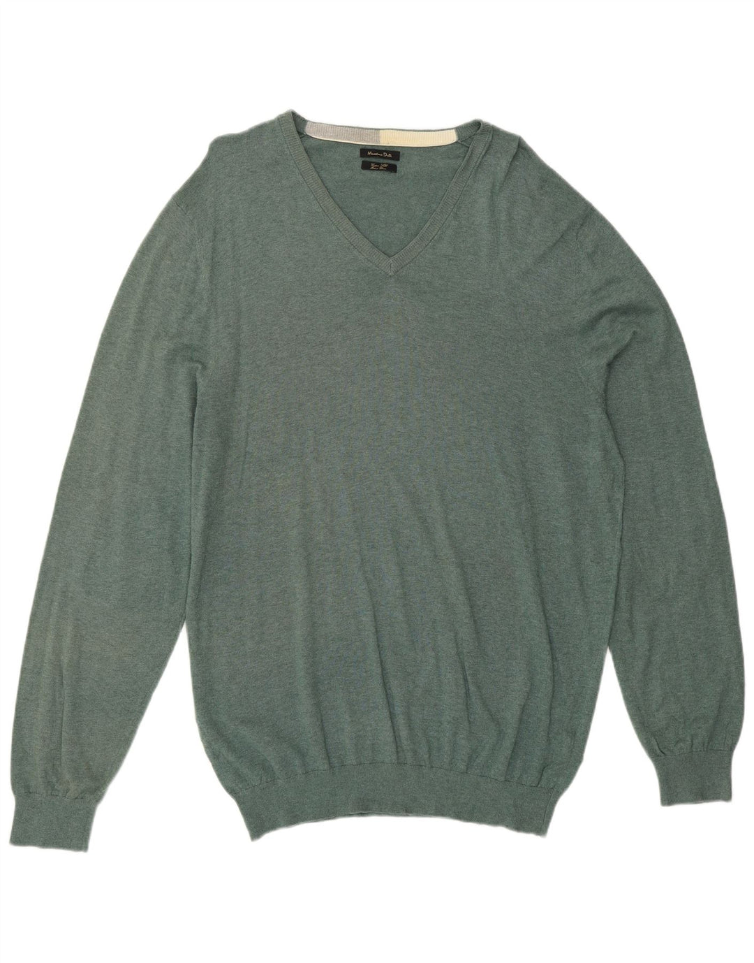 MASSIMO DUTTI Maglione da uomo con scollo a V 2XL cotone verde