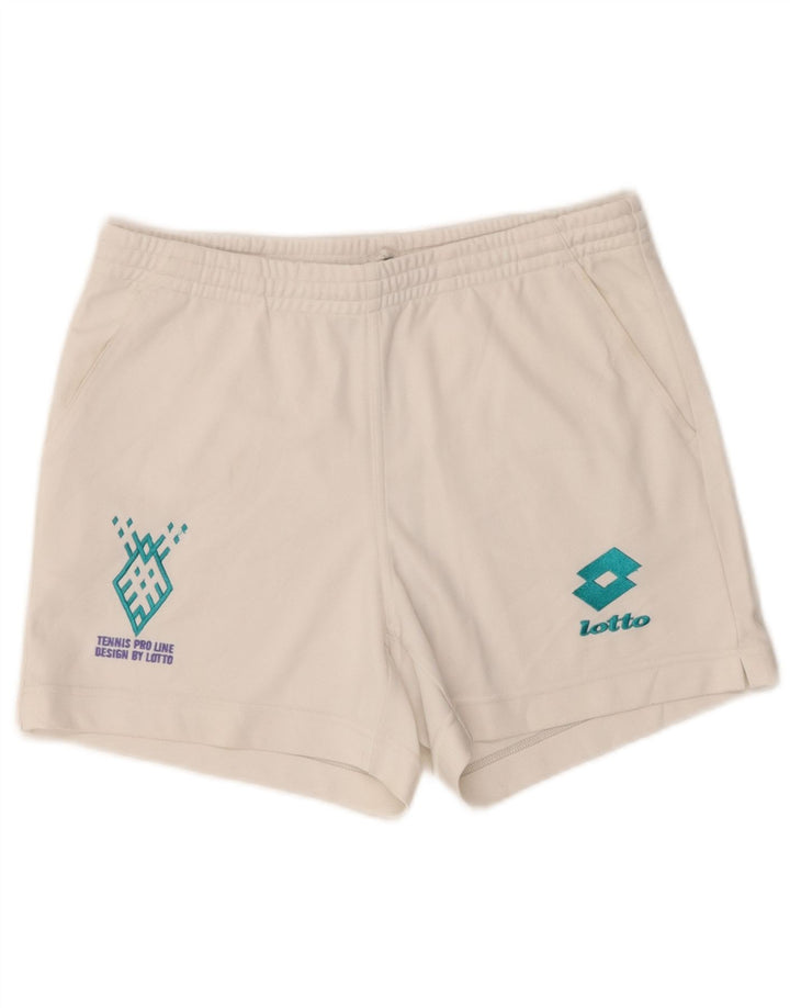 Pantaloncini sportivi grafici da uomo Lotto Poliestere bianco medio