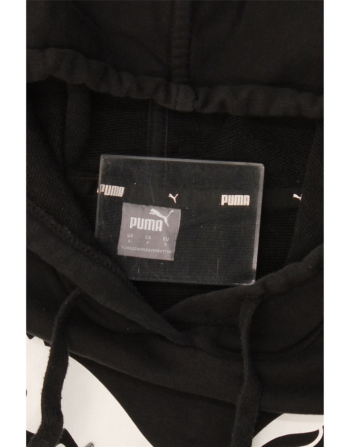 Felpa con cappuccio grafica corta oversize da donna Puma UK 10 piccola nera
