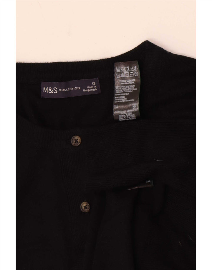 Maglione cardigan corto da donna Marks & Spencer UK 12 viscosa nera media