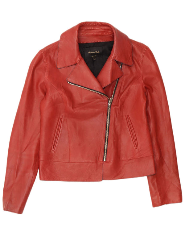 Giacca da motociclista in pelle da uomo Massimo Dutti UK 36 piccola pelle rossa