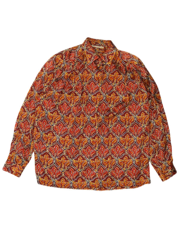 Camicetta camicia vintage da donna UK 18 XL Borgogna Seta