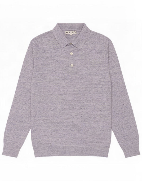 Reiss Maglione da uomo con collo alto in cotone puntinato blu piccolo