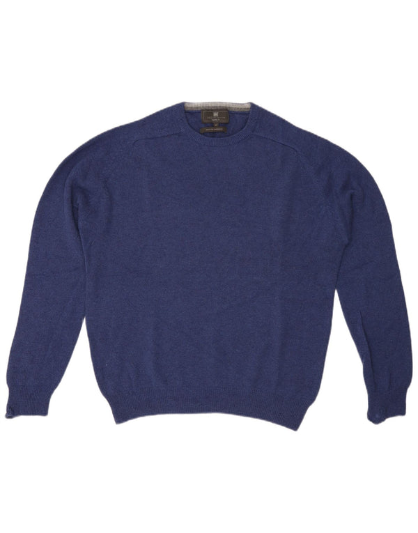 Marks & Spencer Mens Regular Fit Crew Neck Jumper Sweater Medium Blue Wool