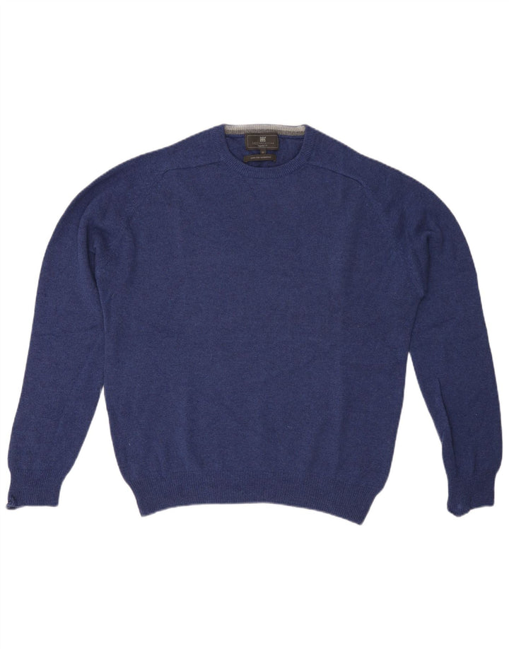 Maglione maglione girocollo da uomo Marks & Spencer vestibilità regolare in lana blu medio