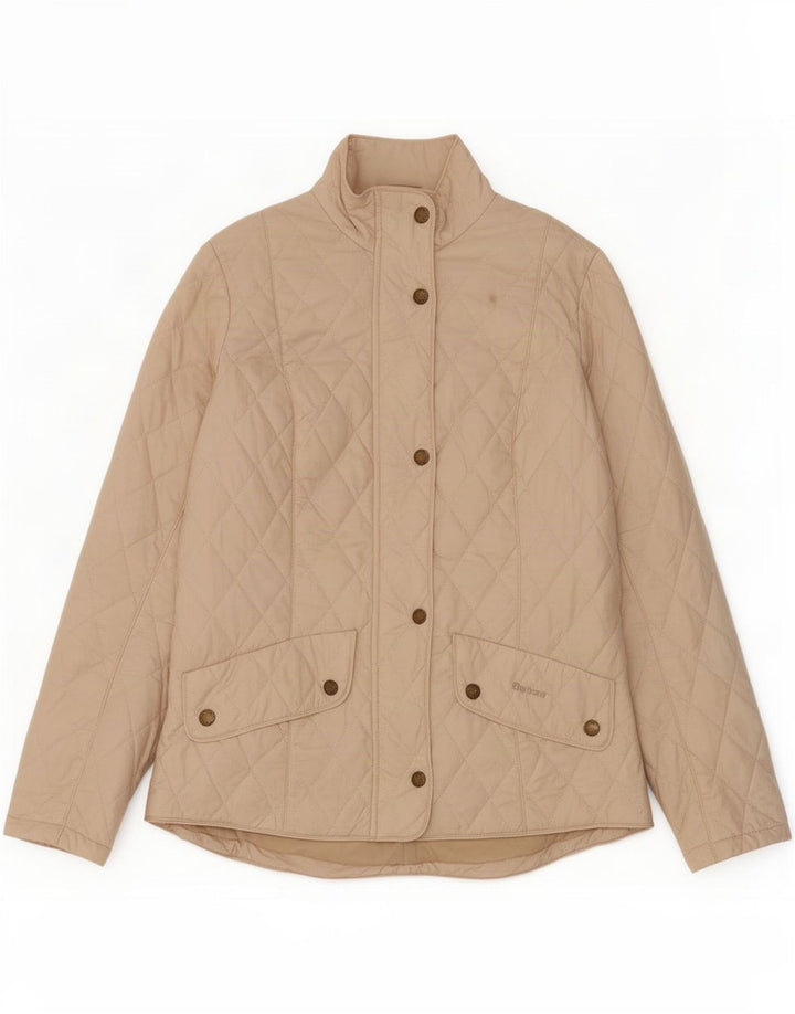 Giacca trapuntata da donna Barbour UK 14 grande nylon beige