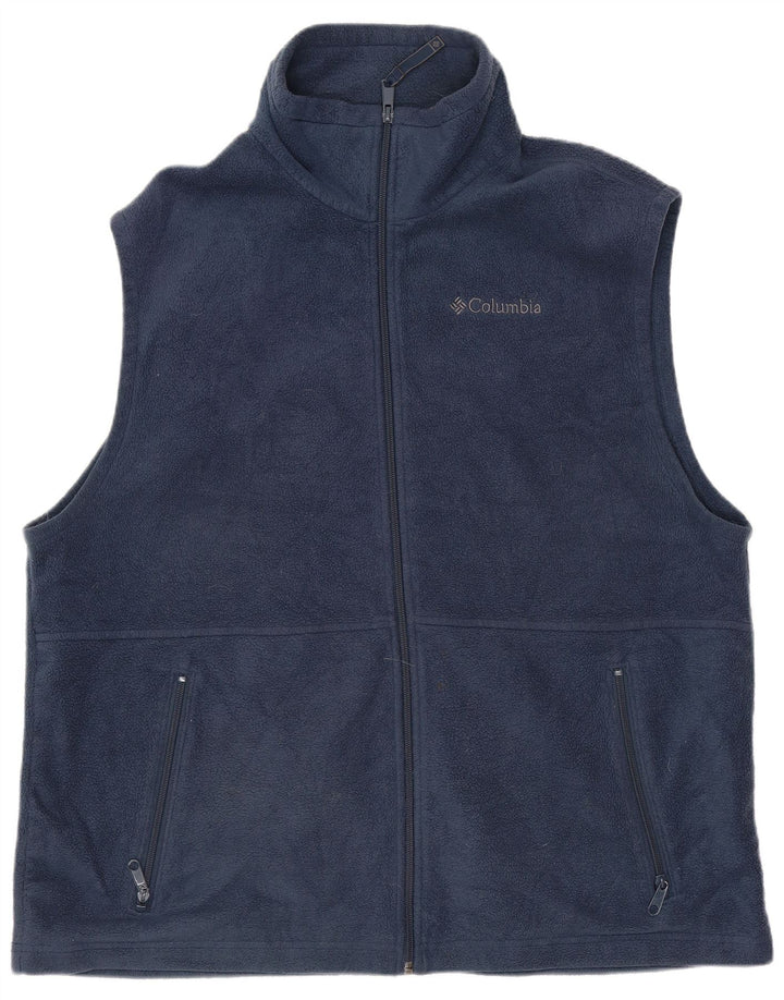 Gilet in pile da uomo COLUMBIA UK 40 grande poliestere blu navy