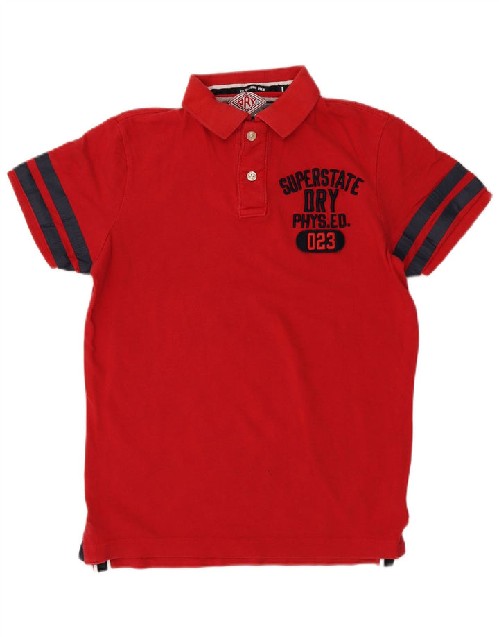 Polo grafica da uomo Superdry in cotone a righe grandi rosse