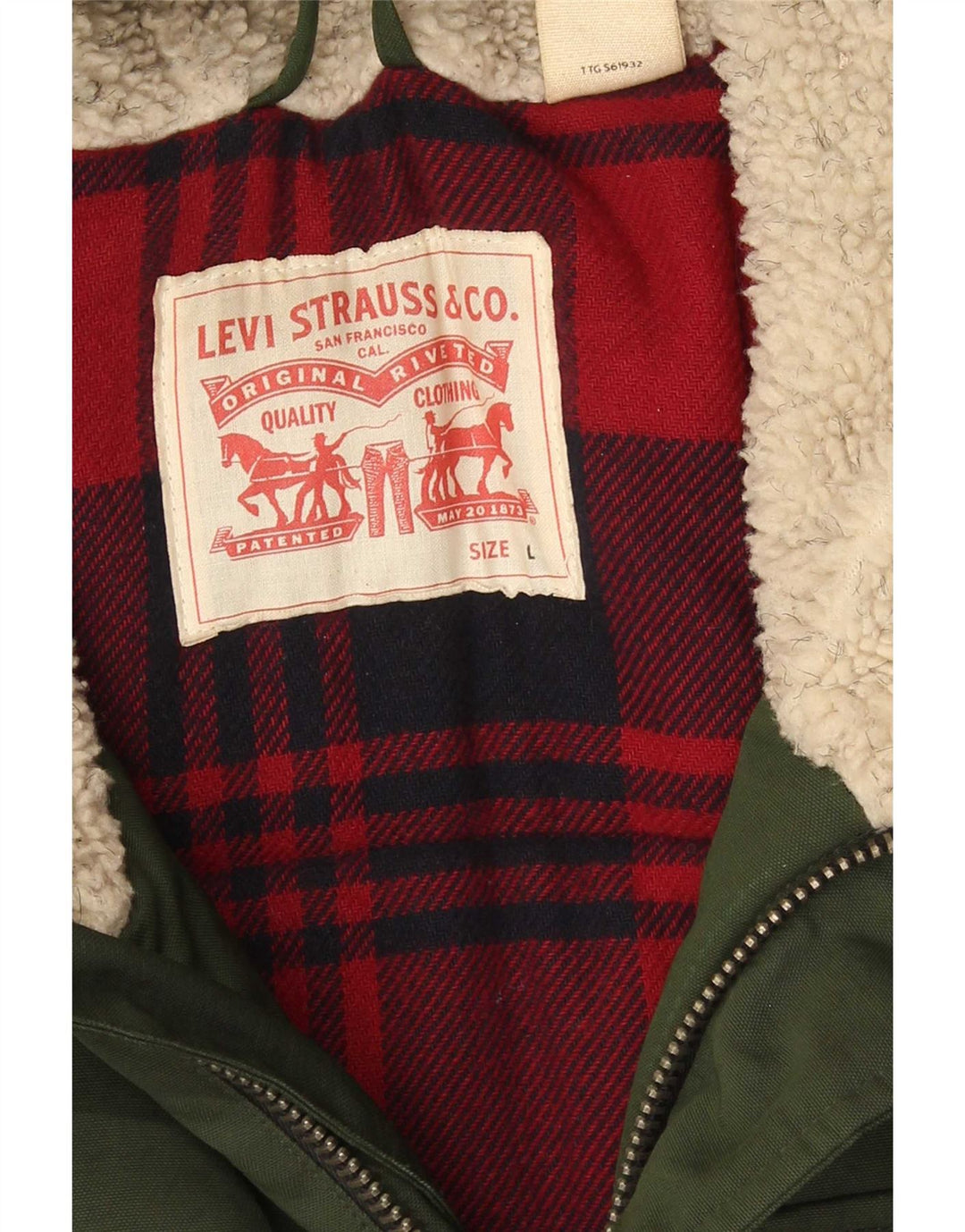 Giacca imbottita con cappuccio da uomo Levi's UK 40 grande cotone verde