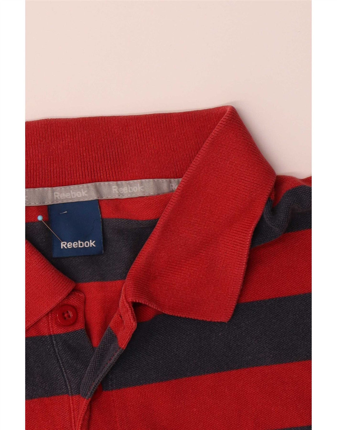 Polo Reebok da uomo in cotone a righe grandi rosse