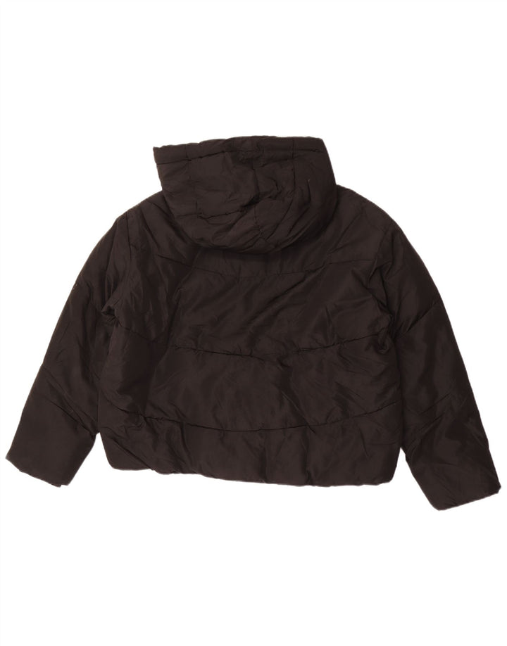 Giacca imbottita con cappuccio corta oversize da donna Zara UK 10 piccola poliestere nero