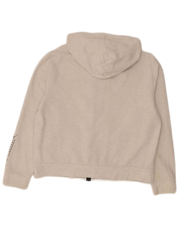 Felpa con cappuccio e zip grafica da donna Puma UK 14 cotone bianco medio