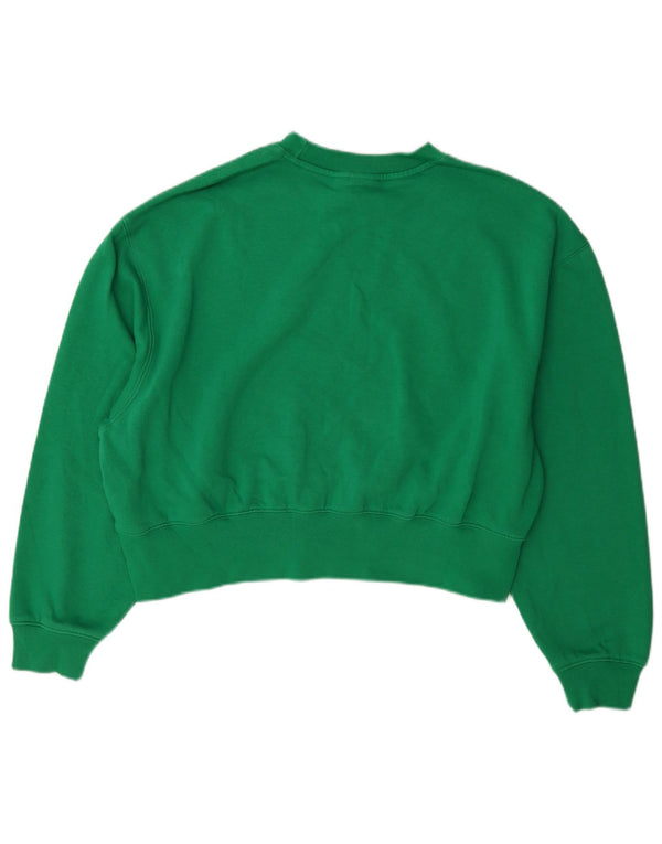 Felpa oversize corta Adidas da donna, maglione, UK 8/10, piccolo cotone verde