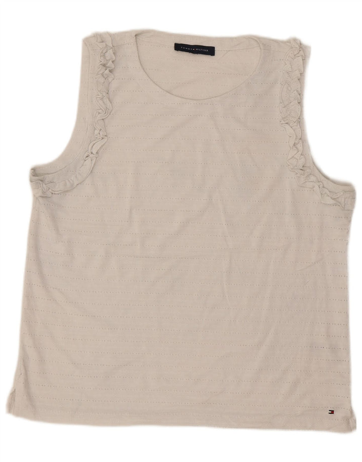 TOMMY HILFIGER Camicetta senza maniche da donna UK 18 XL Poliestere bianco