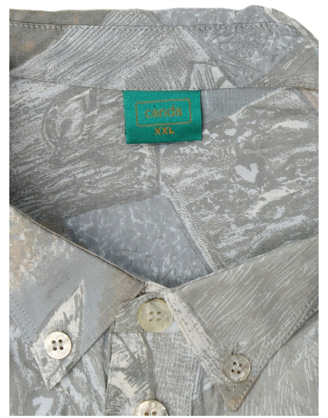 CANDA Camicia pullover a maniche corte da uomo con motivo astratto 2XL viscosa blu