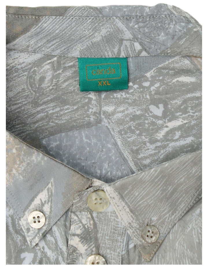 CANDA Camicia pullover a maniche corte da uomo con motivo astratto 2XL viscosa blu