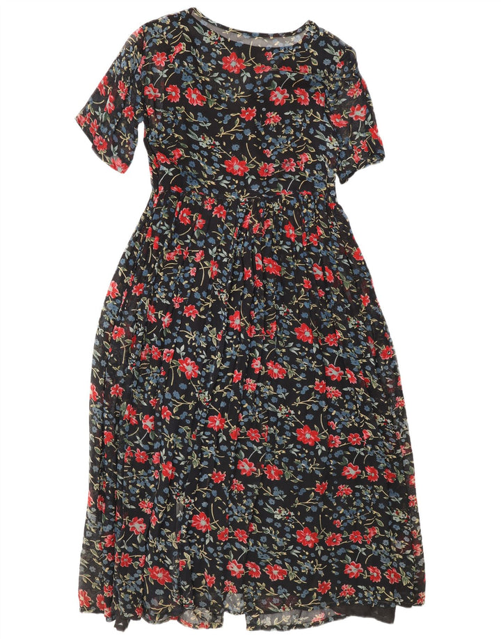 Abito lungo da donna Coocoon UK 10 piccolo floreale nero