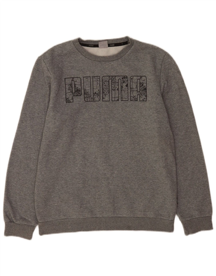 Felpa grafica da ragazzo Puma 13-14 anni in cotone grigio screziato