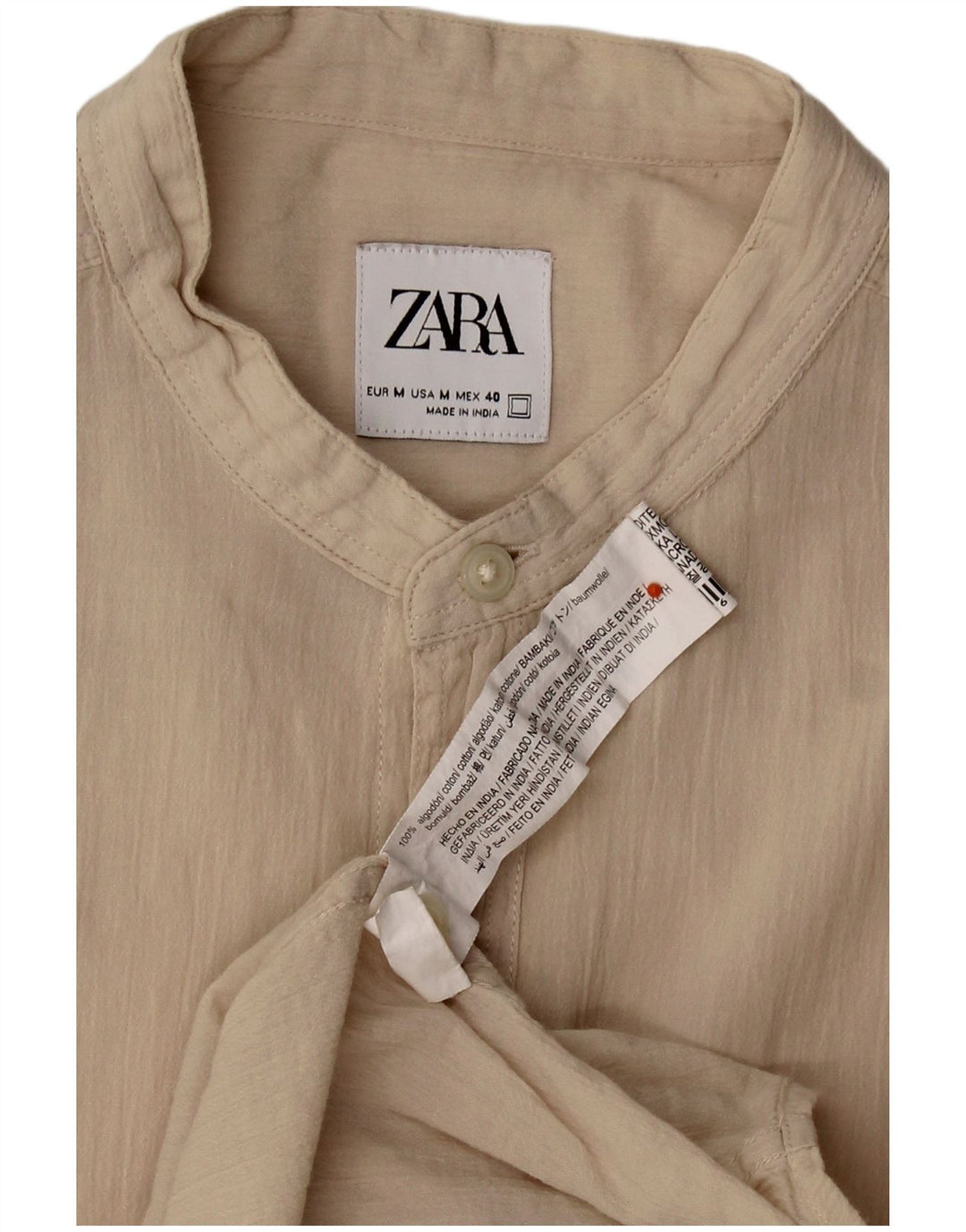 Camicia ZARA Uomo Beige Medio Cotone