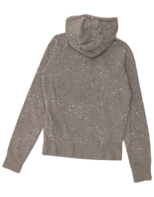 Maglione con cappuccio e zip da donna NIKE UK 8/10 piccolo cotone chiazzato grigio