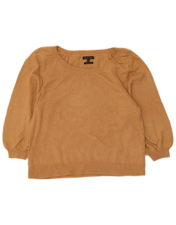 Maglione corto con scollo a barca e maniche a 3/4 Zara da donna UK 10 piccolo Beige