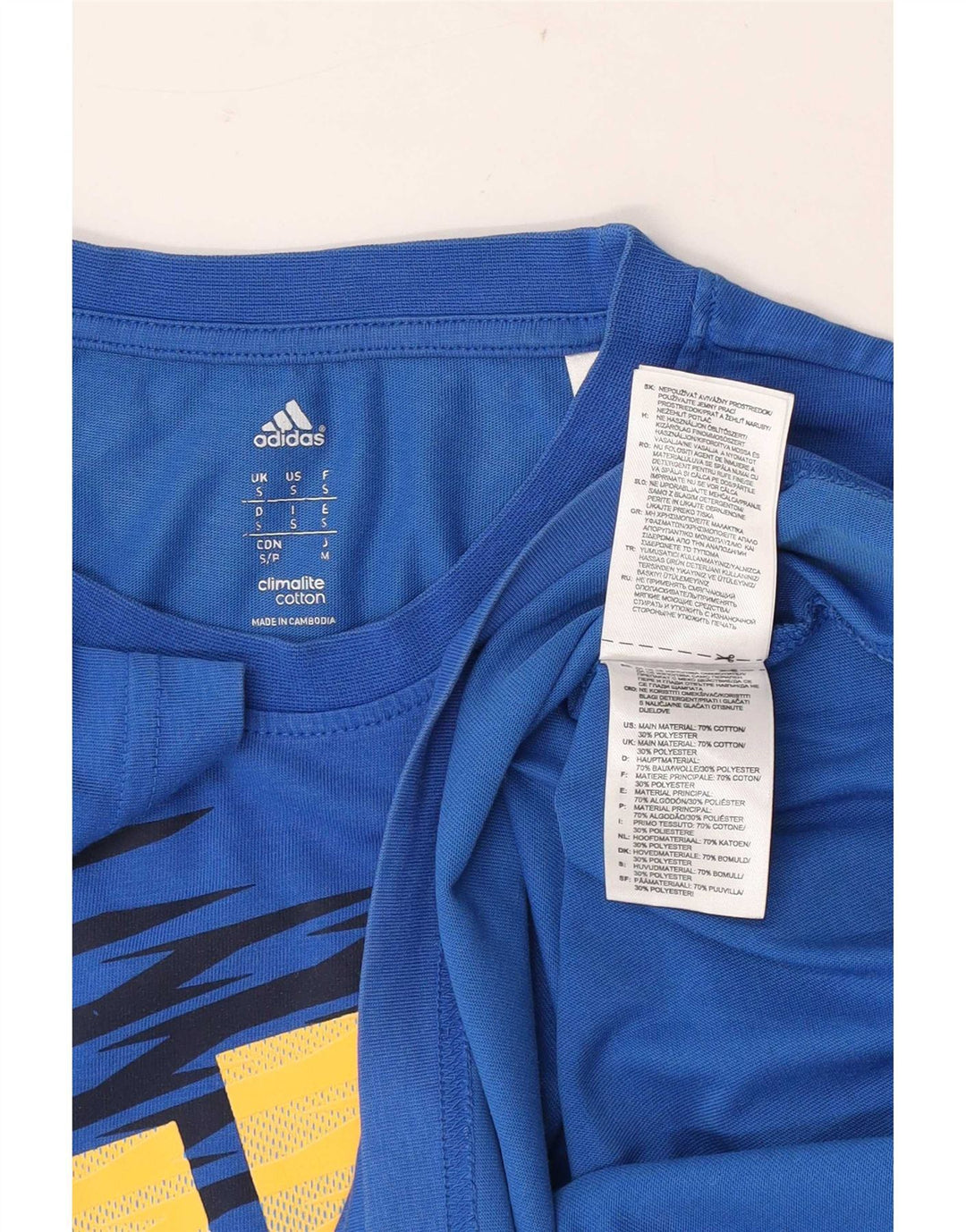 T-shirt grafica Adidas Climalite da uomo piccola in cotone blu