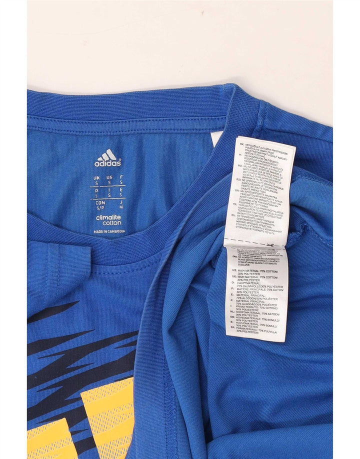 T-shirt grafica Adidas Climalite da uomo piccola in cotone blu