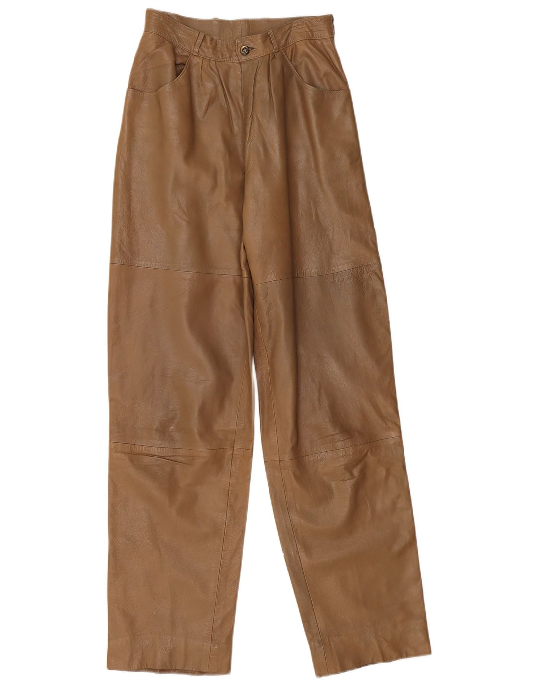 Pantaloni in pelle larghi da donna VINTAGE W26 L32 Beige